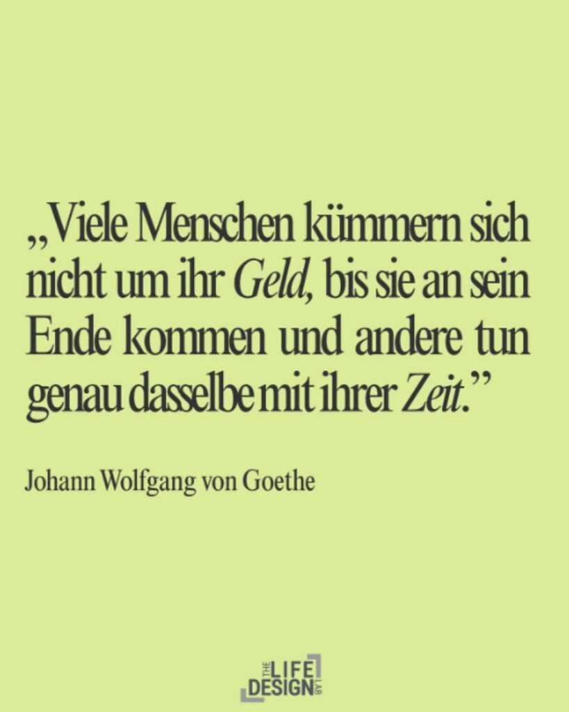 Zitatgrafik zum Thema Zeit und Geld im Business
